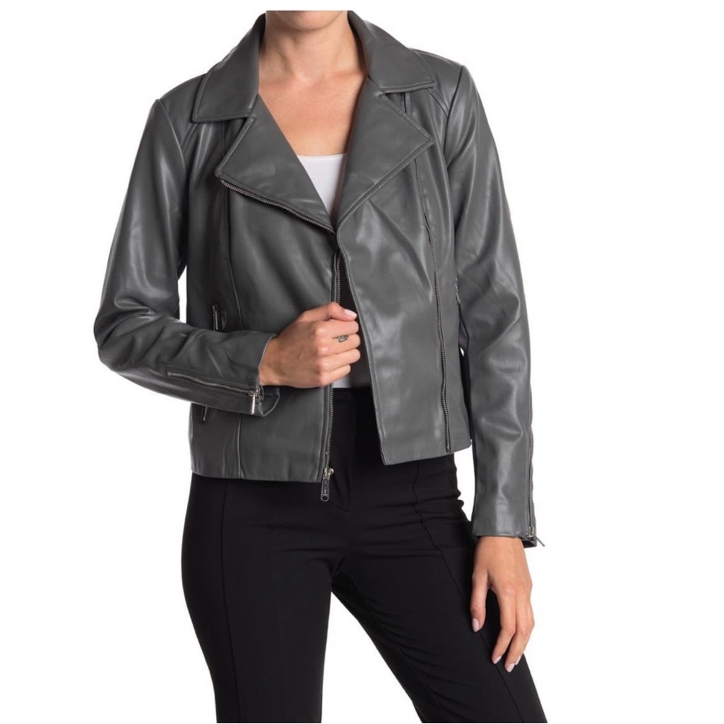Women’s Sam Edelman Grey Faux Leather Moto Jacket